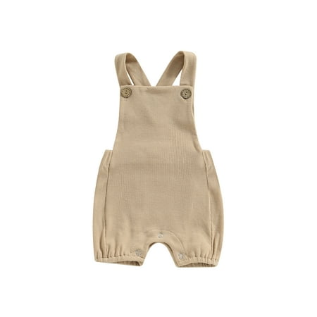

Canrulo Newborn Baby Boy Girl Overall Jumpsuit Kids Solid Sleeveless Backless One Peice Romper Long Pants Outfits Khaki 3-6 Months