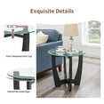 thumbnail image 6 of Glass End Table, 23.5" Round Side Tables with Tempered Glass Top Cross and Solid Wood Base Small Night Stand for Living Room Office Apartment Black, 6 of 8