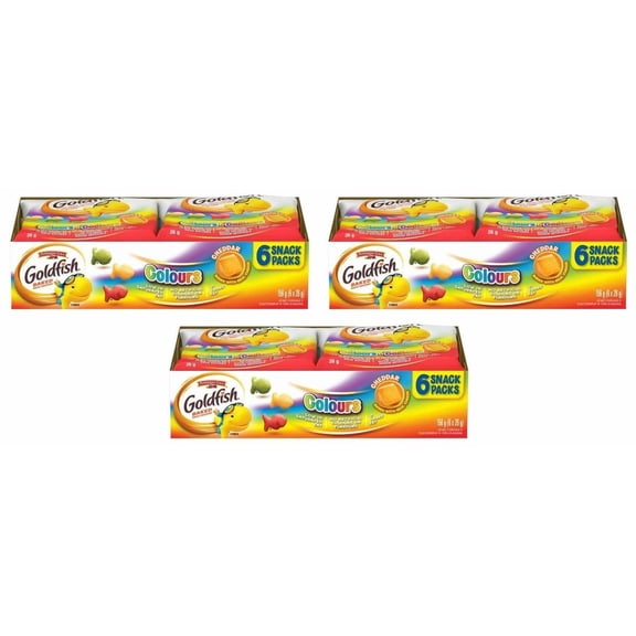 Goldfish Colors Cheddar Crackers Snack Packs, 6 x 26g, 156g (3 Pack)