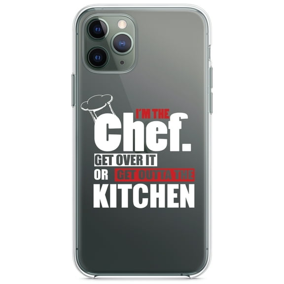 DistinctInk Clear Shockproof Hybrid Case for iPhone 13 Pro MAX (6.7" Screen) - TPU Bumper Acrylic Back Tempered Glass Screen Protector - I'm the Chef Get Over it