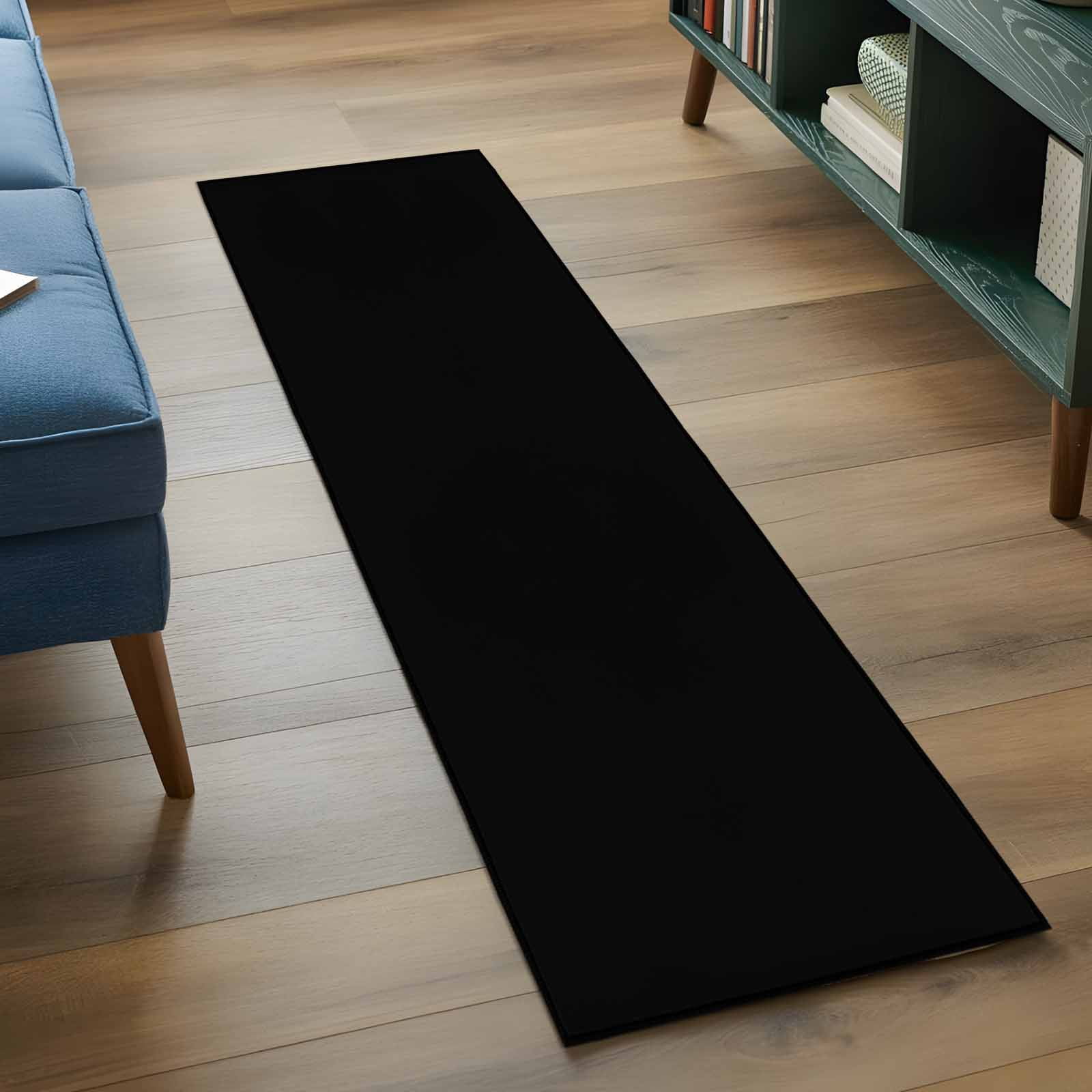 Hallway Runner Rug 2'x6', Black Long Non-slip Runner Rugs, Pure Black Washable Outdoor Indoor Throw Floor Carpet Mat for Living Room/Bedroom/Kitchen/Office/Laundry