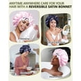 thumbnail image 4 of Double Layer Satin Hair Bonnet with Tie Band, Reversible Silk Sleep Cap, Soft Breathable Night Hair Wrap for Curly Natural Hair Daily Hair Care, 4 of 8