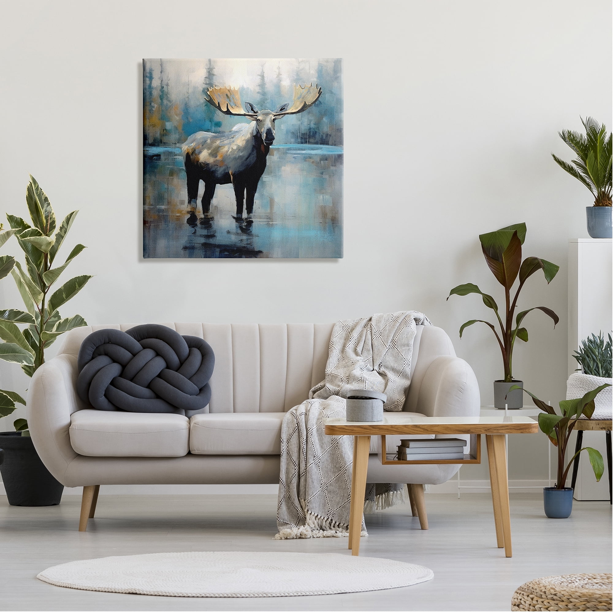 Stupell Industries Abstract Moose Painting Animals & Insects Painting Gallery Wrapped Canvas Art Print Wall Art, 30 x 30