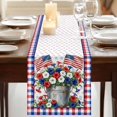 thumbnail image 3 of USA 4th of July Burlap Cotton Table Runner 13x90 Inches Long, Red Blue Plaid Floral Patriotic Farmhouse Table Runners, Outdoor Dining Tablecloths Decor for Baby Shower/Party/Wedding, 3 of 8