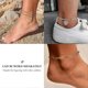 thumbnail image 5 of Pulseras de tobillo con iniciales para mujer, tobillera con forma de corazón y letras iniciales para mujer, bonitas tobilleras chapadas en oro de 14 k con diseño de Az para pies - | Mode, 5 of 5