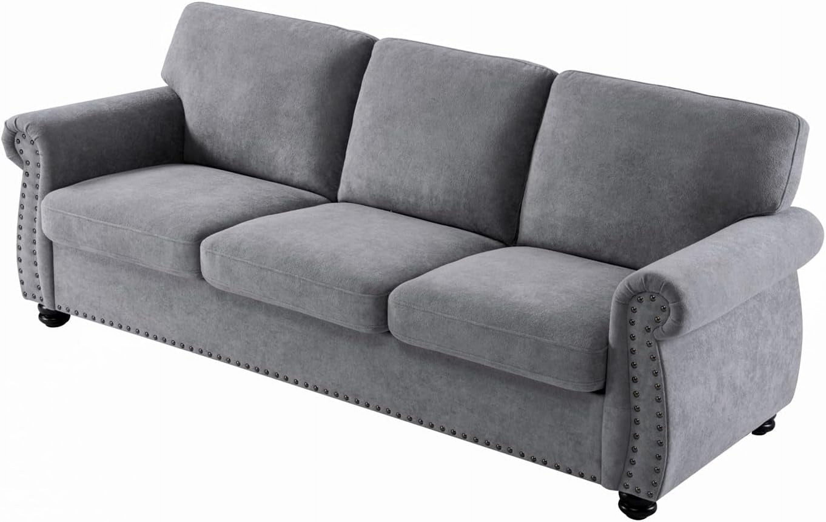 US Pride Furniture 91 in. Wide Rolled Arm Velvet Modern Rectangle Sofa in Grey For Home