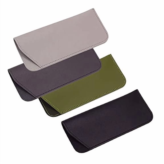 4 PCS PU Leather Slip in Glasses Eyeglasses Case Soft Glasses Sleeve Pouch Spectacles Bag for Women Men