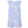 thumbnail image 7 of Spazoro Girls Midi Dresses, Crew Neck Ruffle Sleeve A-Line Jellyfish Print Casual Summer Dresses for Girls Light Blue Size 9-10, 7 of 7