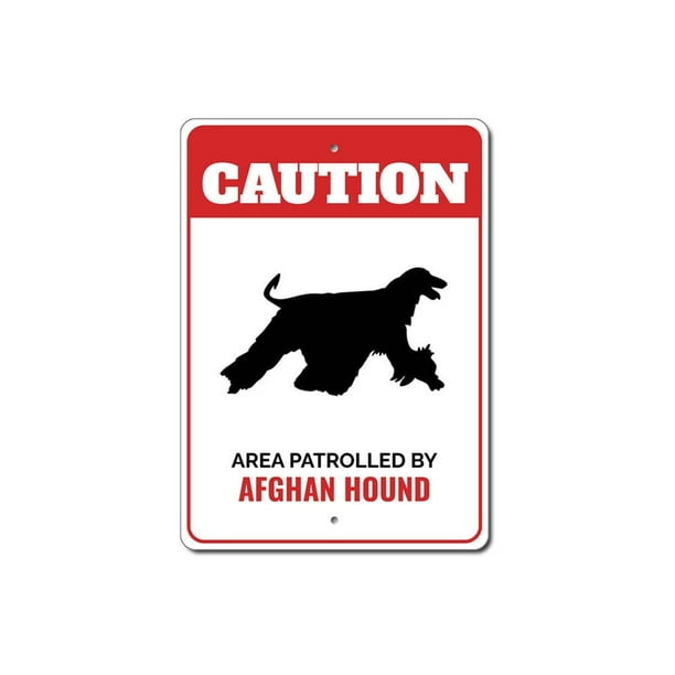 Letrero De Metal Con Advertencia De Perro Afgano Patrullado, Raza De Perro, Tamaño De Pata Canina 8 X 12 Pulgadas