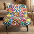thumbnail image 2 of HELLHERO Trendy Armless Accent Chair Protector Stain Protection Scratch Resistant Accent Chair Cover for Hotel, Retro Pop Art Floral Patterns, 2 of 8