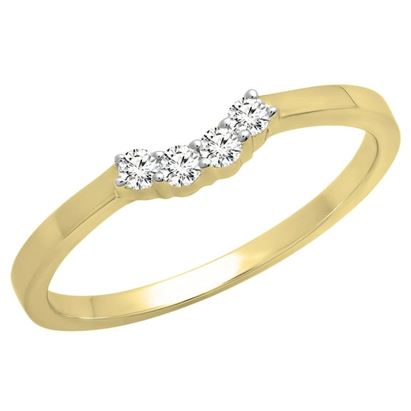 Dazzlingrock Collection Round White Diamond Contour Anniversary Wedding Stackable Band Guard Ring for Women (0.15 ctw, Color I-J, Clarity I1-I2) in 14K Yellow Gold, Size 5.5
