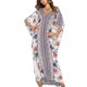 thumbnail image 1 of Vestido largo con manga de murciélago, cuello en V, medias mangas sueltas, dobladillo con abertura, patrón estampado, cubierta larga para playa de verano, 1 of 8
