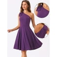 thumbnail image 2 of DARING DIVA Halloween Costume Bow One Shoulder with Pockets Swing Dress XS Dark Purple, 2 of 6