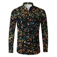 thumbnail image 5 of Mens Shirts Long Sleeve Button Down Casual Carnival Top Glitter Sequin Print Party Festival Celebration Comfortable Shirt for Men Black L, 5 of 5