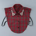 thumbnail image 3 of Red Christmas Plaid Rhinestone Detachable Collar Collared Shirt Women Stylish Dickey Fake Collar Christmas Sparkle Half Shirt Elegant Mock Blouse, 3 of 9