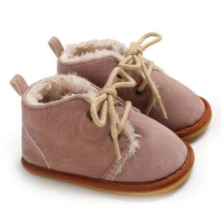 

Warm Shoes Winter Baby Fashion Lace up Plush Warm Boots Casual Shoes Toddler Hiking Boots 0-18M