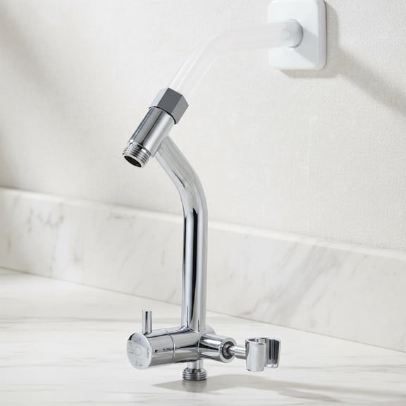 All Metal Shower Diverter with Low Handheld Holder, 3-Way Diverter Valve with Pause Mode for Handheld and Fixed Shower Head, Universal Bathing System Replacement Part(Chrome)
