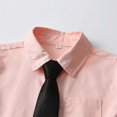 thumbnail image 4 of AJTQTH Suits 2PC Set for Toddler Kids Newborn Infant Summer Solid Color Short-sleeved Classic Collar Button Shirts Boys Girls Blouses with Tie Pink 3 Months, 4 of 9