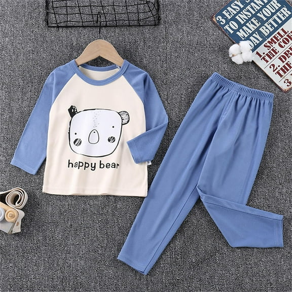 Toddler Girls Boys Pajamas Warm Long Sleeve Homewear Velvet Base Wear Sleepwear Pj Sets,2 Piece,18-24 Months