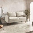 thumbnail image 2 of Enor Furniture Anacapa 58" Round Arm Upholstered Velvet Loveseat in Beige, 2 of 13