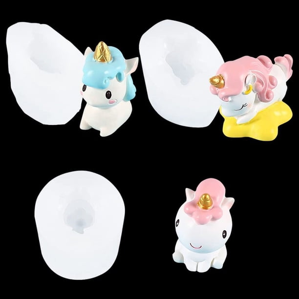 DeryArcle 3 moldes de silicona de resina epoxi, unicornio, molde de unicornio, molde de resina de animales 3D, moldes de resina epoxi, velas, moldes de resina, jabón para decoración artesanal DIY