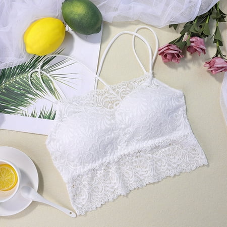 

NECHOLOGY Women Sports Bras Straps Lace Striped Fitness Top Yoga Bra Crop Top Push Up Thigh High Stockings for Women Lingerie Underwear White One Size