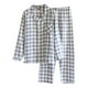 thumbnail image 1 of Gibobby Pijama de dos piezas para mujer Conjunto de pijama a cuadros informal de manga larga y pantalones largos de otoño para mujer con solapa(Gris,M), 1 of 3