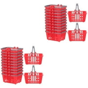 Mini Shopping Basket Toy with Handle Plastic Crate Baby Child Storage 24 Pcs Red