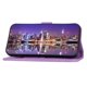 thumbnail image 4 of Funda Tipo Billetera para iPhone 16e Carcasa Abatible con Porta Tarjetas, Bolsillo para Efectivo, Soporte Ajustable, Cierre Magnético y Correa de Muñeca Morado, 4 of 6