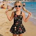 thumbnail image 3 of Xixirimido Mushroom Butterfly Floral Print Modest Girls’ Swimwear One Piece – Hawaiian Skirted Bathing Suit with Built-in Shorts, Sleeveless UPF 50+ Swimsuits, 5-6 Years, 3 of 7