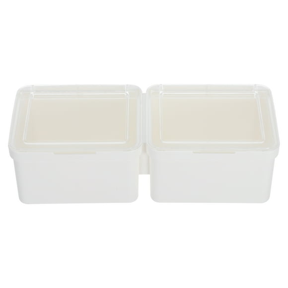 Caja de almacenamiento con tapa, organizador de cápsulas de lavandería, toallitas para secadora, organizador de doble compartimento, organizador para lavandería