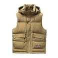 thumbnail image 2 of Mwjwdo Vest for Men Sleeveless Hooded Padded Vest Casual Outerwear Zipper Winter Warm Outdoor Hiking Coat with Pockets Yellow XXL, 2 of 8