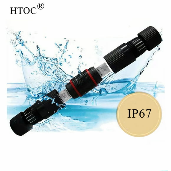 RJ45 Waterproof Outdoor Connector Ethernet Coupler CAT5/CAT5E/CAT6/CAT6A IP67 Connector Female To Female (Black) Waterproof Connector