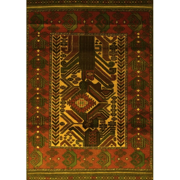Ahgly Company Indoor Rectangle Persian Yellow Traditional Area Rugs, 2' x 4'