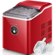 NORTHCLAN Ice Maker Countertop, 9 Bullet Ice in 5 Minutes, 28 lbs Ice in 24 Hrs, Red