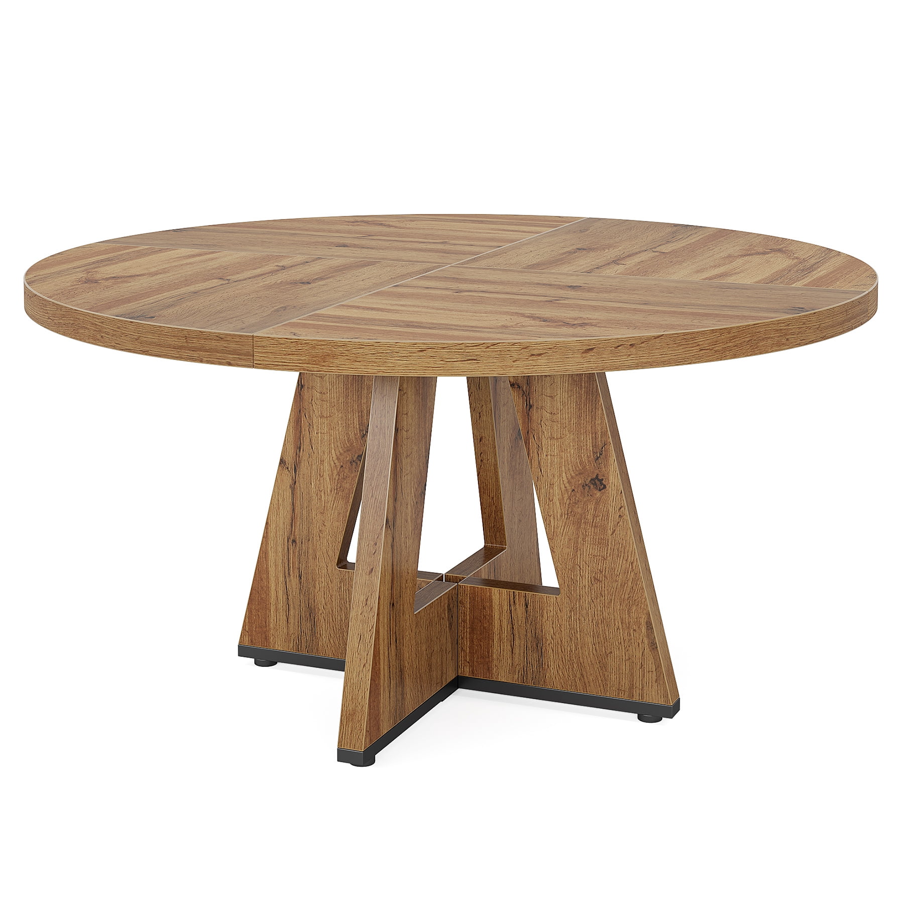 MAYEERTY 47 Inch Rustic Round Dining Table, 4-Person Farmhouse Table for Home Dining & Living Room