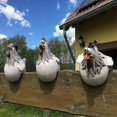 thumbnail image 1 of Wabjtam Paquete De 3 Estatuas Divertidas De Decoración De Vallas De Pollo para Escaleras De Jardín, Granja, Patio, Patio Trasero, Escultura De Gallina De Pollo Artesanal De Resina, 1 of 3