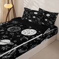 thumbnail image 3 of Manfei Cartoon Rocket Planets Zipper Queen Comforter Set with Fitted Sheet and 2 Pillowcases,Space Galaxy Zipper Bedding Set,Black White,Black Reversible,4pcs, 3 of 8