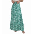 thumbnail image 1 of Pantalones Anchos de Pierna para Mujer, Pantalones Palazzo Florales Fluidos para Mujer, Pantalones Casuales de Verano de Cintura Alta. Impresión Verde L, 1 of 8
