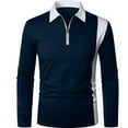 thumbnail image 2 of IROINNID Long Sleeve Shirts for Men Casual Patchwork Color With Lapel Shirt Two-color Fashion Wear Turndown Collar Blouse & Shirt,Navy, 2 of 5