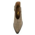 thumbnail image 4 of FSJ Women Western Cowboy Cowgirl Stacked Low Heel Short Boots Faux Suede Pointed Close Toe Pull On Retro Ankle Booties Formal Outfit Shoes Size 8.5 Taupe, 4 of 4