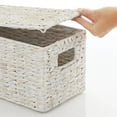 thumbnail image 4 of mDesign Woven Water Hyacinth Storage Basket, Lid/Handles, Set of 3 - White Wash, 4 of 9