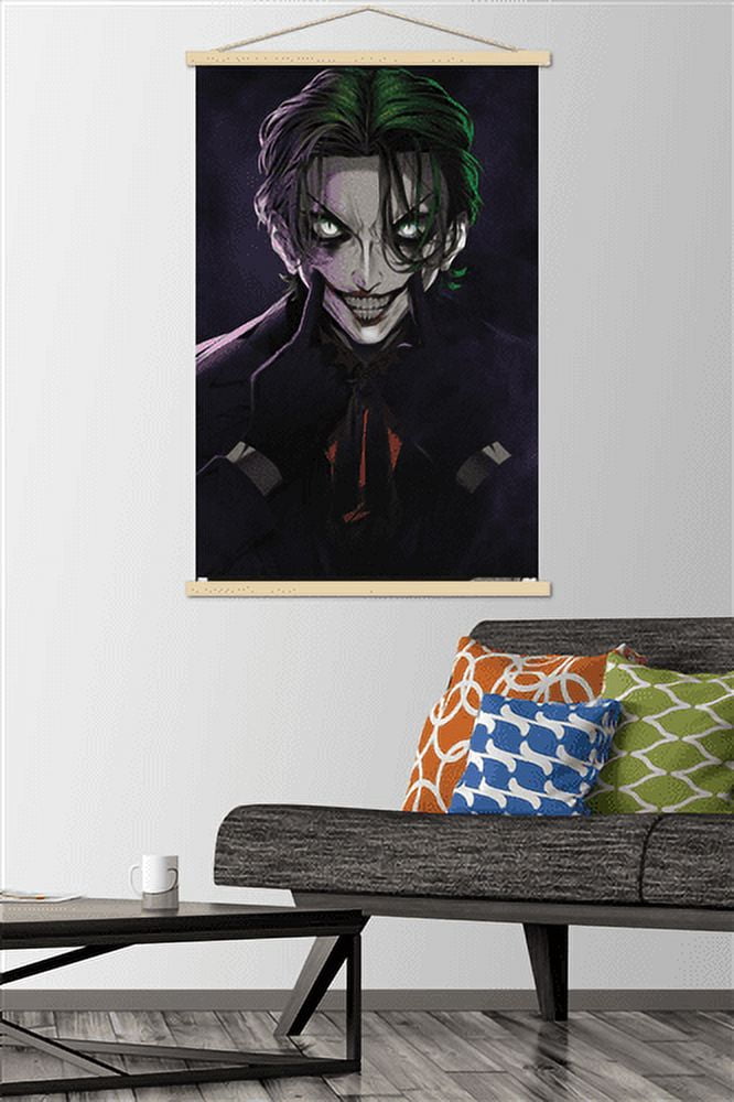 DC Comics - The Joker Anime - Smile Wall Poster with Wooden Magnetic Frame, 22.375" x 34"