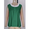 thumbnail image 3 of TaTaai Women Summer Solid Color Sleeveless V Neck Top Button Splicing Pleated Design Soft Breathable Casual Elegant Fashion Blouse For Daily Party Office Wear Gift, 3 of 6