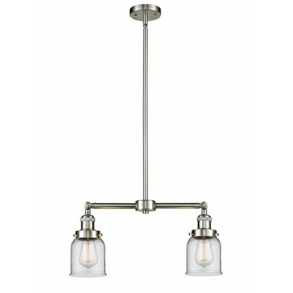 209-SN-G52 Innovations Lighting Bell - 2 Light Island In Traditional Style-10 Inches Tall and 21 Inches Wide-Brushed Satin Nickel Finish-Clear Glass
