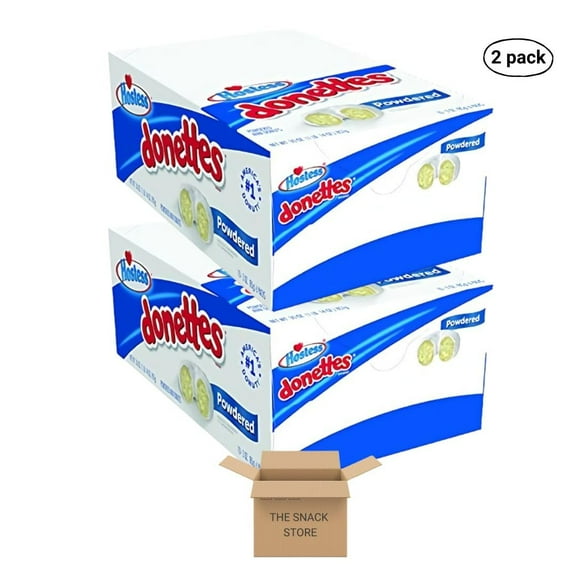 The Snack Store Bundle Hostess Donettes Powdered, 3 Ounce, 2 Boxes of 10 Count (6 Mini Donuts), 120 Total Donettes!