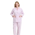 thumbnail image 3 of Apparonia Conjuntos de Pijama para Mujer Ropa de Dormir de Algodón Camisa de Manga Larga con Botones Al Frente y Pantalón Ropa de Dormir Cuello con Solapa Pjs Conjuntos de Descanso Flor Rosa XXL, 3 of 6