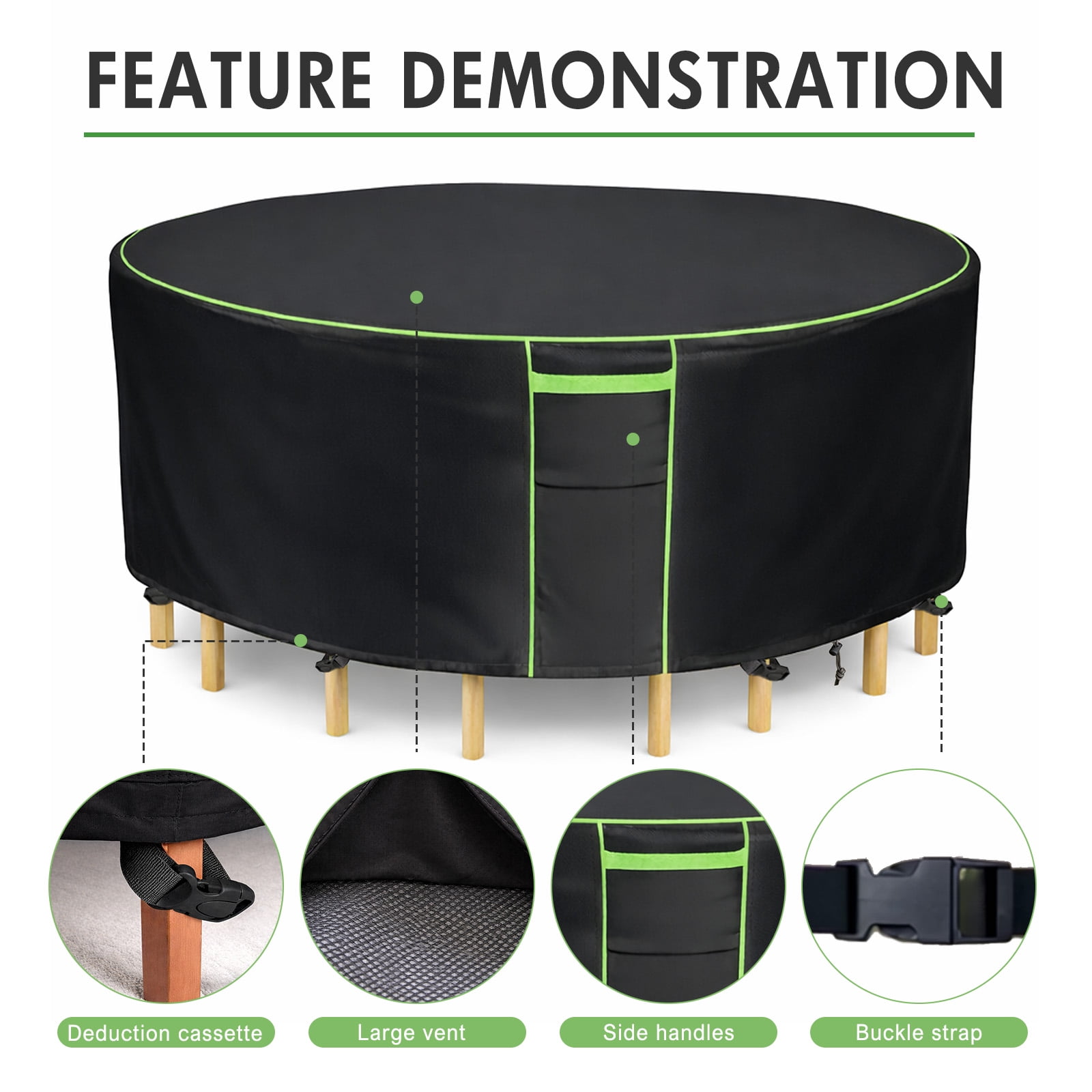 Round Patio Furniture Covers, 84" Dia Outdoor Furniture Covers, Waterproof Outdoor Table Cover, Fire Pit Cover, 420D Cover for Outdoor Furniture Set, Black