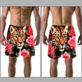 thumbnail image 3 of luoweisi Men's Beach Shorts Quick Dry Swim Trunks with Mesh Lining Rose and Leopard M, 3 of 5