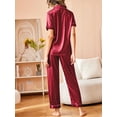 thumbnail image 4 of Avidlove Womens Satin Pajama Sets Silky Sleepwear Short Sleeve Button Down Shirts and Long Pant Loungewear 2 Piece Pjs Set S-XXL, 4 of 7